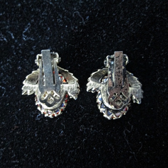Vintage earrings with orange rhinestones - Picture 2 of 2